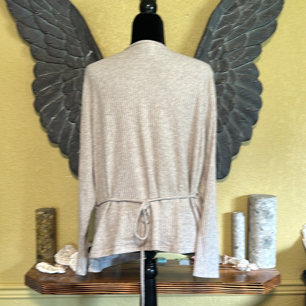 Addition Elle Beige Wrap-Style Ribbed Sweater - Picture 5 of 8